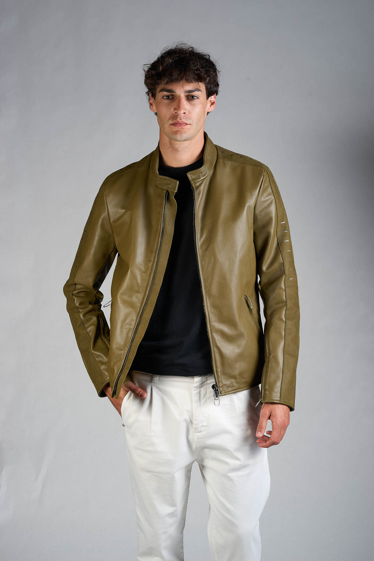 DANIELE BASTA LEATHER AND SILVER JACKET